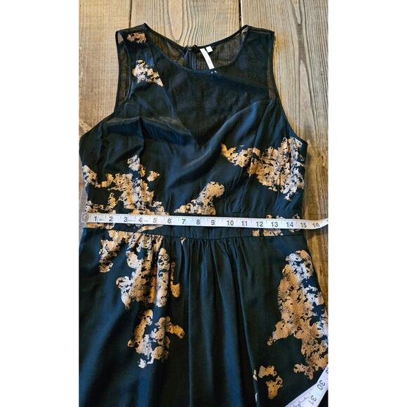 Petticoat Alley Women Dress Medium Black Mesh Silk Gold Metallic Sleeveless Mini - Picture 10 of 11